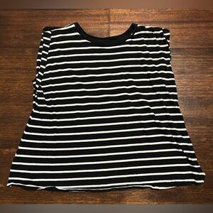 Ava & Viv Black and White Striped Muscle Tee